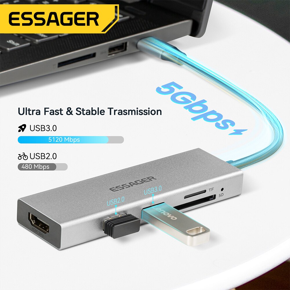 Essager 5 en 1 USB C HUB HDMI- - Hdmi Adapter Tablet avis et prix
